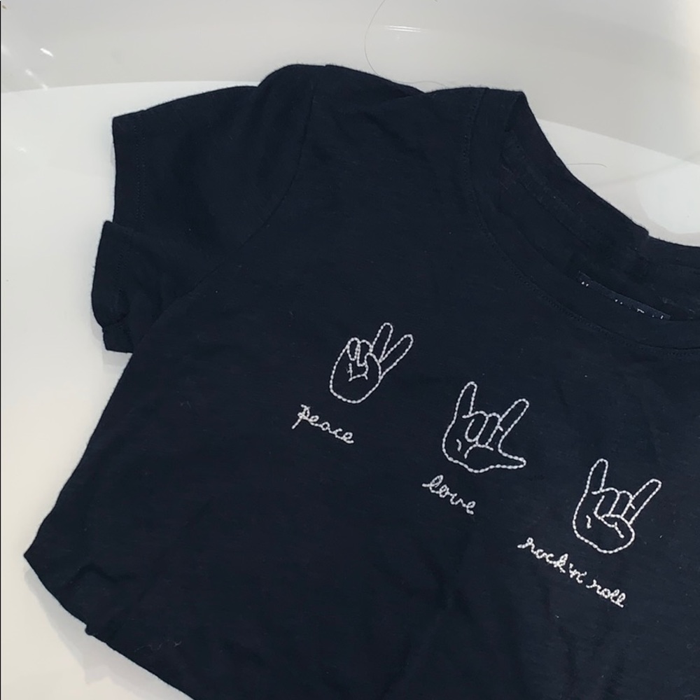 Abercrombie Stitching Hand Signs Navy Shirt